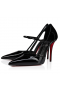 Christian Louboutin Miss Z Strap 100 Mm Pumps Patent Calf Leather Black