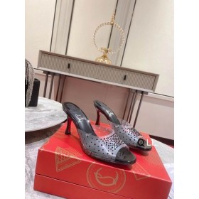 Christian Louboutin Degramule Süslenmiş Katırlar 80mm PVC ve Deri Siyah