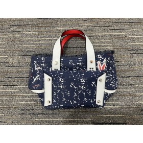 Christian Louboutin Frangibus Toile Tote Çanta Grafik Kanvas ve Deri Lacivert
