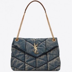 Saint Laurent Loulou Kirpi Orta Boy Ãanta Vintage Denim Saint Laurent Ãanta