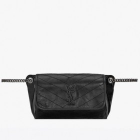 Saint Laurent Niki Vücut Ãanta Siyah BuruÅuk Vintage Deri Saint Laurent Ãanta
