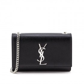 Saint Laurent Küçük Kate Püskül Çanta Siyah Taneli Deri Saint Laurent Çanta