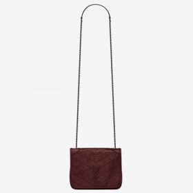 Saint Laurent WOC Niki Zincir Cüzdan Bordo Buruşuk Deri