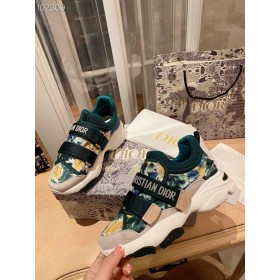 Dior D-WANDER Spor Ayakkabı Siyah Yeşil Teknik Kumaş Eğik Baskı
