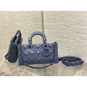 Dior Lady D-Joy Çanta Mavi Konserve Dana Derisi Elmas Motifi