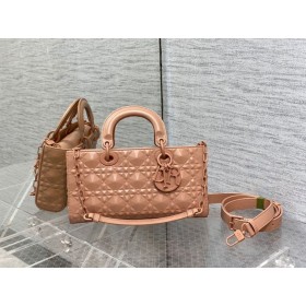 Dior Lady D-Joy Çanta Rose Des Vents Cannage Dana Derisi Elmas Motifi
