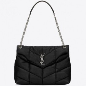 Saint Laurent Loulou Kirpi Orta Boy Çanta Siyah Kuzu Derisi Saint Laurent Çantalar
