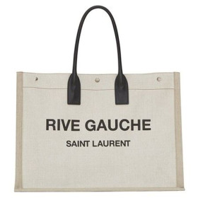 Saint Laurent Beyaz Keten Rive Gauche Tote Çanta Saint Laurent Çantalar