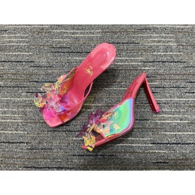 Christian Louboutin Yanardöner Deri Katır Sandalet 100 Mm TPU Pembe