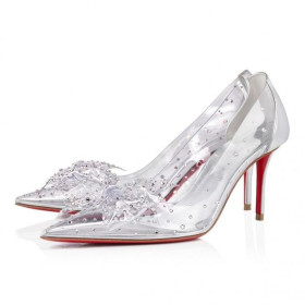 Christian Louboutin jöle Strass 80mm pompalar Pvc yanardöner Nappa deri ve Stras CL Ayakkabı