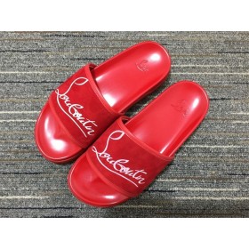 Christian Louboutin Lacivert Havuz Düz Sandalet Süet ve Kauçuk Kırmızı