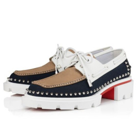 Christian Louboutin Steckel Derbilerimiz Olona Canva Ve Nubuk Dana Derisi Beyaz