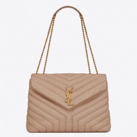 Saint Laurent Loulou Orta Boy Ãanta Bej Matelasse Deri Saint Laurent Cüzdanlar