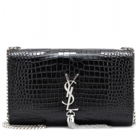 Saint Laurent Orta Kate Ãanta Püskül Siyah Timsah Kabartmalı Deri Saint Laurent Ãanta