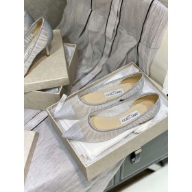 Jimmy Choo Aşk Glitter Kumaş Flats Tül Yerleşimi Gümüş
