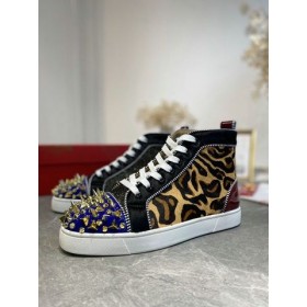 Christian Louboutin Louis Pik Pik Sivri Yüksek top Spor Ayakkabı Veau Kadife ve Rugan Ãok Renkli