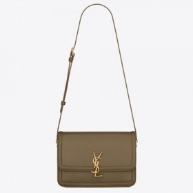 Saint Laurent Solferino Orta Boy Çanta Haki Dana Derisi Saint Laurent Çantalar
