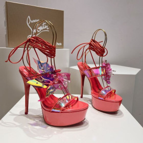 Christian Louboutin Alyah Platform Sandaletler 150mm Yanardöner PVC Pembe