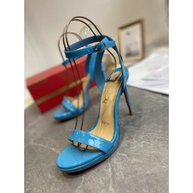 Christian Louboutin Loubi Queen Sandalet 100 mm Rugan Mavi