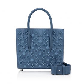 Christian Louboutin Paloma Mini Tote Çanta Denim Mavi Kumaş Christian Louboutin Çanta