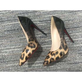 Christian Louboutin Pigalle Follies Pompaları 100mm Patent Aşağılamak Leopar Siyah