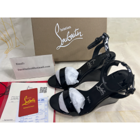 Christian Louboutin Zeppa Piliç 85mm Sandalet Rugan Siyah