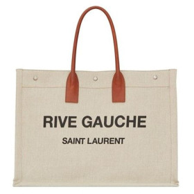 Saint Laurent Bej Keten Rive Gauche Tote Çanta Saint Laurent Çantalar