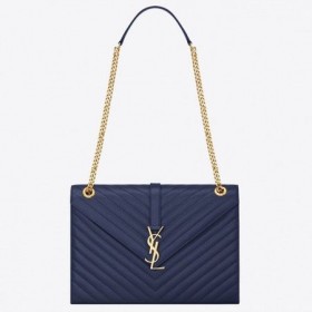 Saint Laurent Büyük Monogram Zarf Donanma Omuz Çantası