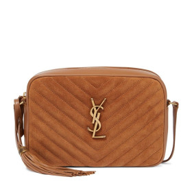 Saint Laurent Lou Kamera Çantası Kahverengi Kapitone Süet Saint Laurent Çantalar