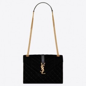 Saint Laurent Orta Zarf Çanta Siyah Süet Saint Laurent Çantalar