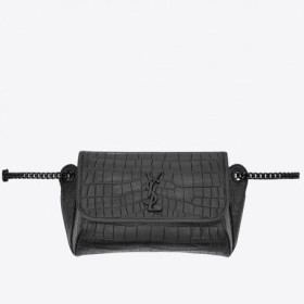 Saint Laurent Niki Body Ãanta Siyah Kroko Kabartmalı Deri Saint Laurent Ãantalar