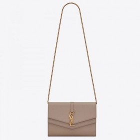 Saint Laurent WOC Sulpice Zincir Cüzdan Bej Dana Derisi