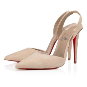 Christian Louboutin Pompalar Astrid Askı 100 mm Feve / lin Feve Süet Dana Derisi