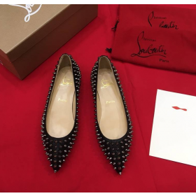 Christian Louboutin Pigalle Spikes Ballet Flats Glitter Leather Black