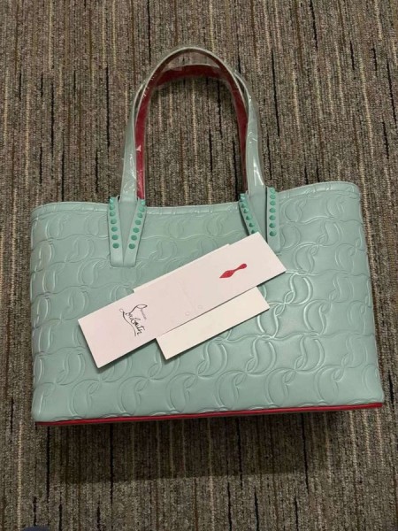 Christian Louboutin Cabata Bolso De Mano Con Monograma Cl Relieve Napa Azul