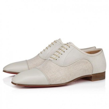Christian Louboutin Greggo Oxford, Cuero De Becerro De Lino País Albatre Zapatos De Christian Louboutin