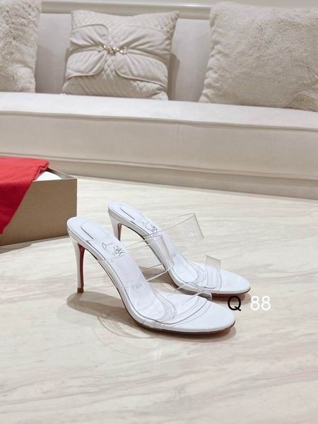Christian Louboutin Nada Mulas De Cuero De Patente Y Reciclado De Tpu Blanco