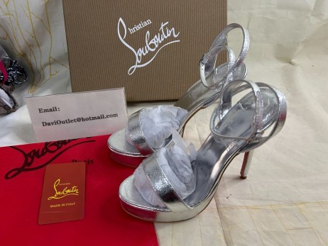 Christian Louboutin Loubi Reina Alta 150Mm de Tiras de las Sandalias de Plata