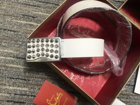 Christian Louboutin Louis Cinturón de 35 mm de Cuero de Becerro Y de los Picos de Blanco