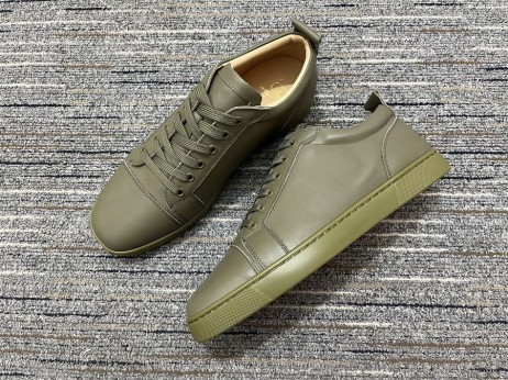 Christian Louboutin Louis Junior Orlato Zapatillas De Deporte De Cuero De Becerro Verde Del Ejército