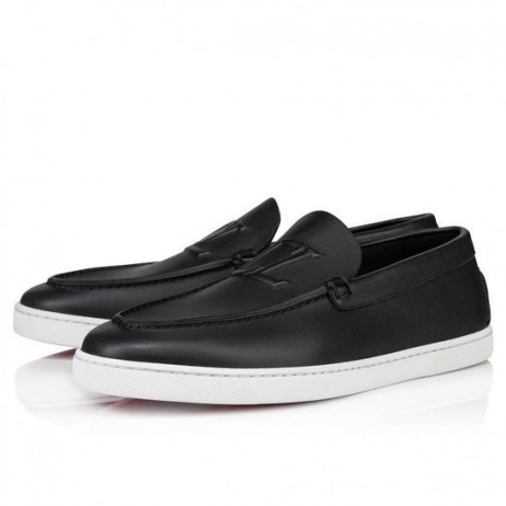 Christian Louboutin Varsiboat Barco Zapatos De Cuero De Becerro Negro Zapatos De Christian Louboutin