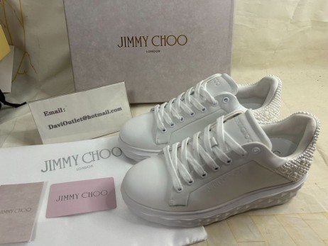 Jimmy Choo Diamante Maxi/F II Latte de Cuero Napa Perla Formadores