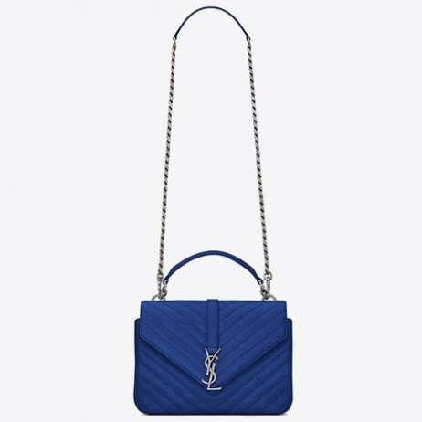 Saint Laurent Medio De La Universidad De La Bolsa Azul De Cuero De Cabra Saint Laurent Bolsas