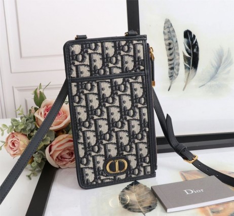 Dior 30 Montaigne Titular Del Teléfono Azul De Dior Oblicuo Jacquard
