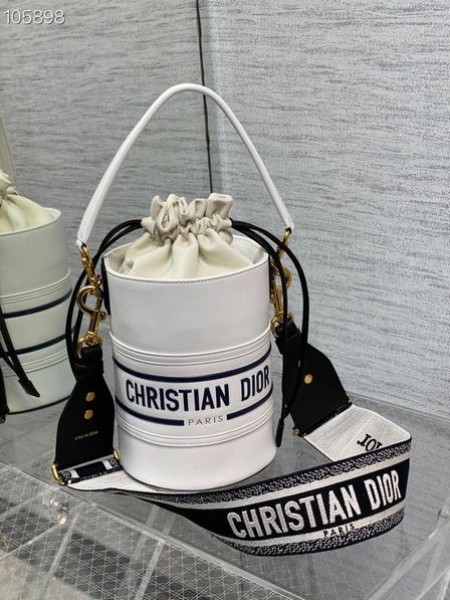 Dior Ambiente Cubo Bolso Blanco De Piel De Becerro
