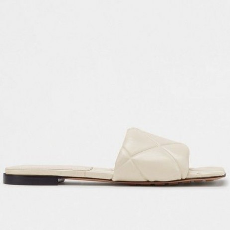 Bottega Veneta De Goma Lido Diapositivas En Blanco De Piel De Cordero Bottega Veneta Zapatos