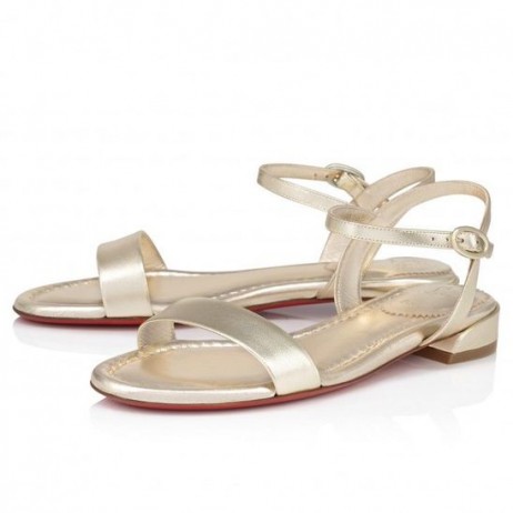 Christian Louboutin Sweet Jane, Sandalias Sandalias Iridiscente en Cuero Nappa Platine CL Zapatillas