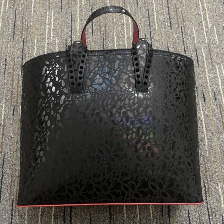 Christian Louboutin Cabata De Este A Oeste, La Bolsa De Asas De Patentes De Piel De Becerro De La Impresión Del Leopardo Picos Negro