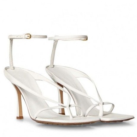 Bottega Veneta Tobillo Estiramiento de la correa de las Sandalias de Cuero Blanco Bottega Veneta Sandalias