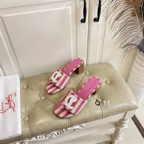 Christian Louboutin CL Mulas 50mm Malha Impresa en Tela de color Rosa CL Zapatillas
